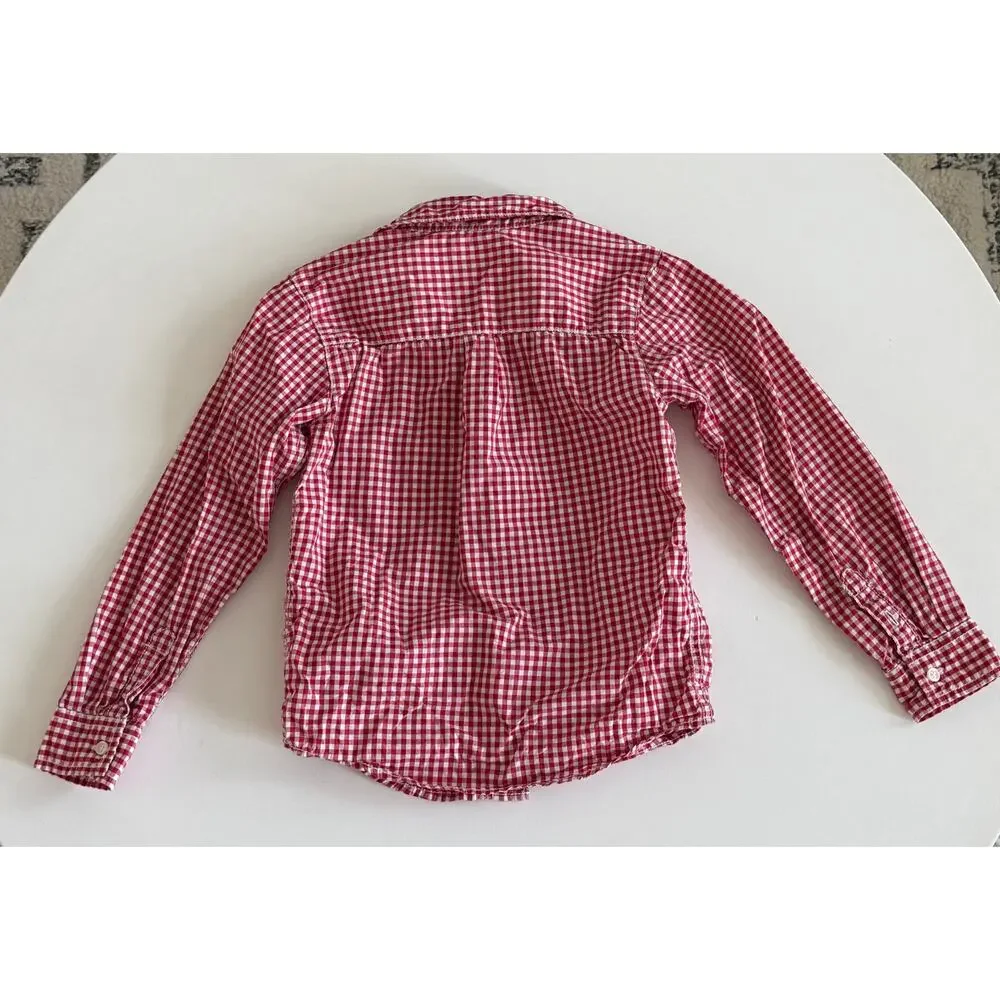 Carter’s Boys Size 6 Red Gingham Check Long Sleeve Button Down Shirt